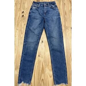 American Eagle Mom Jeans 000 Women’s High Waisted Strigid Denim 24x30